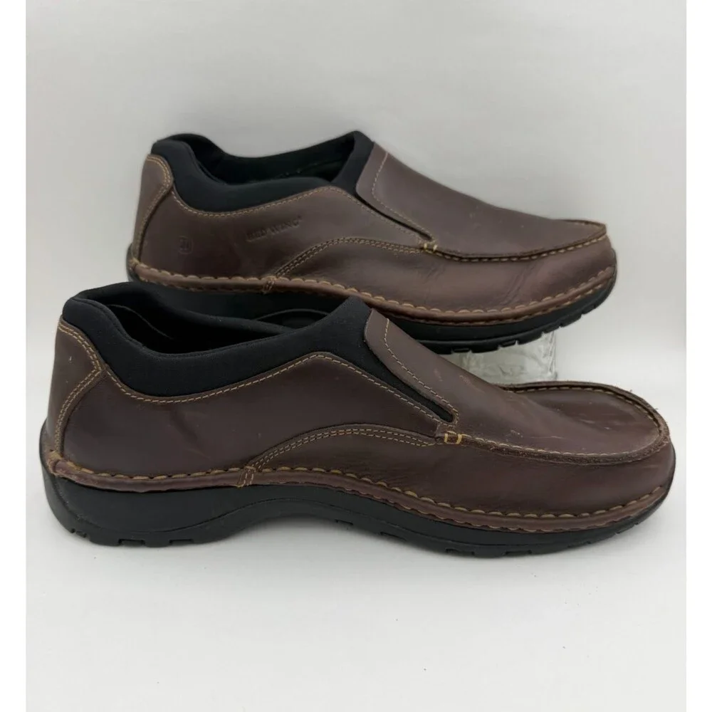 Red Wing Shoes Slip On Shoes Men's 11 E2 Brown Leather Slip Oil Resistant 4054